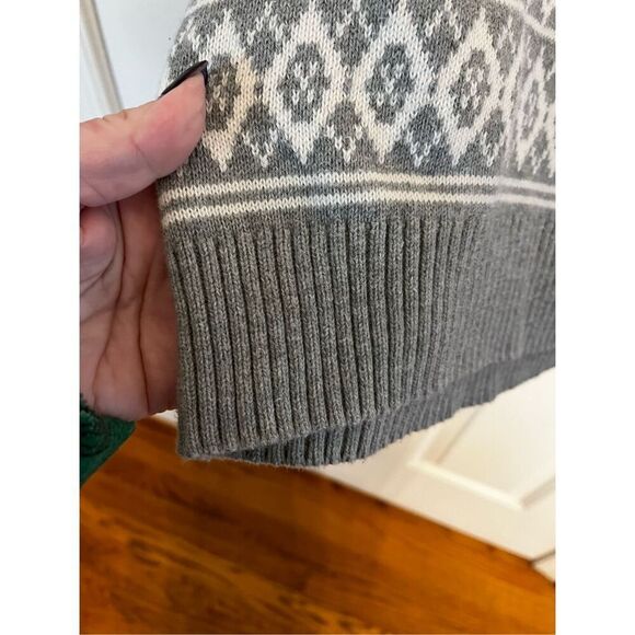 WinterSilks Gray & White Print Cotton Crew Neck Sweater sz L NWOT - Picture 5 of 6